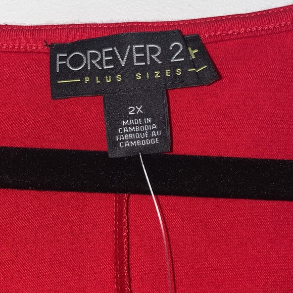 Forever 21 Plus Size Curve Long Sleeve Red Dress - Picture 4 of 5